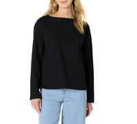 Amazon Essentials Top maniche lunghe cotone scollo a barchetta Donna, Nero, XL