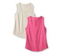 Amazon Essentials Top senza maniche in 100% Cotone, Vestibilità Regolare Donna, Pacco da 2, Avena Puntinato/Rosa Shocking, L