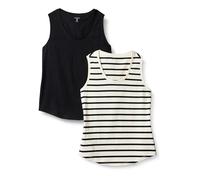 Amazon Essentials Top senza maniche in 100% Cotone, Vestibilità Regolare Donna, Pacco da 2, Marinaio Righe/Nero, L