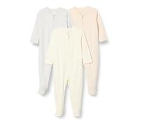 Amazon Essentials Tutina con Piedini, Pacco da 3, Avorio/Grigio Tortora/Rosa Pallido, Newborn