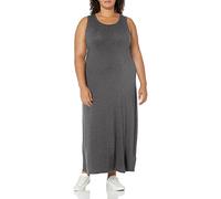 Amazon Essentials Vestito Lungo Smanicato Donna, Carbone Puntinato, XXL