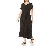 Amazon Essentials Vestito Molto Lungo Stretto in Vita A Maniche Corte (Taglie Forti Disponibili) Donna