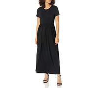 Amazon Essentials Vestito Molto Lungo Stretto in Vita A Maniche Corte (Taglie Forti Disponibili) Donna