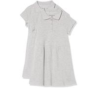 Amazon Essentials Vestito Polo in piqué a Maniche Corte Bambine e Ragazze, Pacco da 2, Grigio Puntinato, 4 Anni