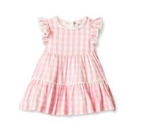 Amazon Essentials x Sofia Grainge Abito Casual Aderente in Vita con Gonna Ampia, in Raso di Cotone Bambine e ragazze, Rosa A Quadretti Grandi, 4 anni