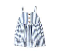 Amazon Essentials x Sofia Grainge Abito Casual in Cotone, Aderente in Vita con Gonna Ampia Bambine e ragazze, A Righe Blu, 4 anni