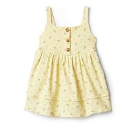 Amazon Essentials x Sofia Grainge Abito Casual in Cotone, Aderente in Vita con Gonna Ampia Bimba 0-24, Tan Chiaro Motivo Piccolo Fiori, 24 mesi