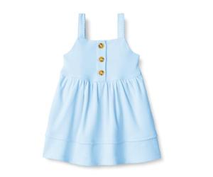 Amazon Essentials x Sofia Grainge Abito Casual in Cotone, Aderente in Vita con Gonna Ampia Bimba 0-24, Blu Chiaro, 12 mesi