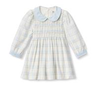 Amazon Essentials x Sofia Grainge Abito in flanella a maniche lunghe Bambine e Ragazze, Avorio Blu Chiaro Plaid Semplice, 3 anni