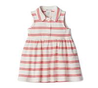 Amazon Essentials x Sofia Grainge Abito Senza Maniche in Cotone Piqué Bimba 0-24, Doppia Striscia Rossa, 12 mesi