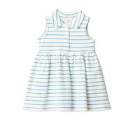 Amazon Essentials x Sofia Grainge Abito Senza Maniche in Cotone Piqué Bimba 0-24, Striscia sottile irregolare blu, 6-9 mesi