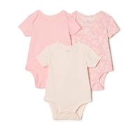 Amazon Essentials x Sofia Grainge Body Girocollo A Manica Corta Unisex Bimbi, Pacco da 3, Avorio/Floreale Delicato/Rosa, 0 Mesi