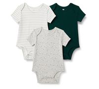 Amazon Essentials x Sofia Grainge Body Girocollo A Manica Corta Unisex Bimbi, Pacco da 3, Pecore/Righe/Verde Scuro, Prematuro
