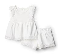 Amazon Essentials x Sofia Grainge Completino con Pantaloncini e Top con Occhielli Bimba, Bianco, 3-6 mesi