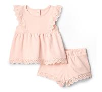 Amazon Essentials x Sofia Grainge Completino con Pantaloncini e Top con Occhielli Bimba, Rosa Chiaro, 24 mesi