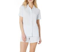 Amazon Essentials x Sofia Grainge Mamma ed Io Completo Pigiama a Maniche Corte Donna, Celeste A Strisce Larghe, XL