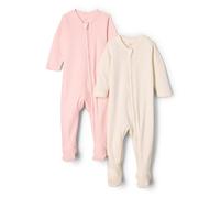 Amazon Essentials x Sofia Grainge Pagliaccetto in Cotone per Dormire E Giocare Unisex Bimbi, Pacco da 2, Avorio/Rosa, Prematuro