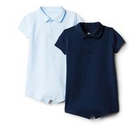 Amazon Essentials x Sofia Grainge Pagliaccetto Manica Corta Neonato e Bimbo, Pacco da 2, Blu Marino/Celeste, Newborn