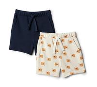Amazon Essentials x Sofia Grainge Pantaloncini Pull-On in French Terry Bimbo 0-24, Pacco da 2, Blu Marino/Elefanti, 18 mesi
