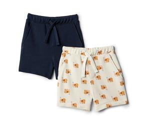 Amazon Essentials x Sofia Grainge Pantaloncini Pull-On in French Terry Bimbo 0-24, Pacco da 2, Blu Marino/Elefanti, 6-9 mesi
