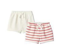 Amazon Essentials x Sofia Grainge Pantaloncini Pull-On in French Terry Bimbo 0-24, Pacco da 2, Petit Soleil/Righe Irregolari, 12 mesi