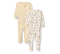 Amazon Essentials x Sofia Grainge Pigiami con Piedi Attillati in Cotone Unisex Bimbi, Pacco da 2, Avorio Picnic con Scoiattoli, Prematuro