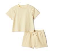 Amazon Essentials x Sofia Grainge Set da Gioco con T-shirt e Pantaloncini Bambini e ragazzi, Pacco da 2, Tan Chiaro, 6-9 mesi