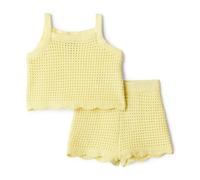 Amazon Essentials x Sofia Grainge Set Maglie e Canotte in Cotone Lavorato all'Uncinetto, Collezione Mommy & Me Bambina, Giallo Chiaro, 10 anni
