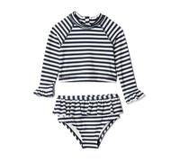 Amazon Essentials x Sofia Grainge Set Rash Guard 2 Pezzi a Maniche Lunghe Bambine e ragazze, Pacco da 2, Striscia Uniforme Avorio Navy, 12 mesi