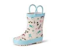 Amazon Essentials X Sofia Grainge - Stivali da pioggia in gomma, impermeabili, unisex, motivo: rane marrone chiaro, 4 anni