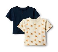 Amazon Essentials x Sofia Grainge T-shirt Girocollo a Maniche Corte in Cotone Bimbo 0-24, Pacco da 2, Blu Marino/Elefanti, 4 anni