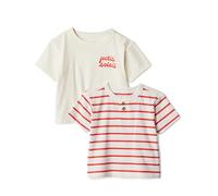 Amazon Essentials x Sofia Grainge T-shirt Girocollo a Maniche Corte in Cotone Bimbo 0-24, Pacco da 2, Petit Soleil/Righe Irregolari, 92