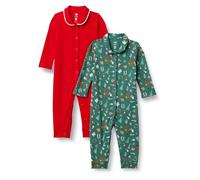 Amazon Essentials x Sofia Grainge Tutina Notte Senza Piedi Unisex Bimbi, Pacco da 2, Holiday/Rosso, 0-3 Mesi