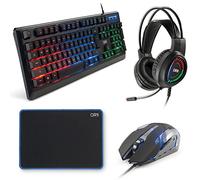 [Amazon Exclusive] DR1TECH Predator Gaming PC Bundle 4in1 - Mouse 6 Tasti 3200 DPI e Tastiera Retroilluminata 104 Tasti + Cuffie LED da Gaming con Microfono Cablate + MousePad 25x35cm