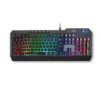 [Amazon Exclusive] DR1TECH Wasp Tastiera RGB da Gaming per PC Retroilluminata e Ergonomica - 104 Tasti con 26-Key Anti Ghosting - Tastiera USB a Membrana con Filo + Knob Multimediale