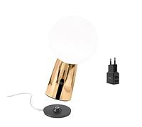 [Amazon Exclusive] Zafferano Olimpia Pro Lampada Ricaricabile da Tavolo in Alluminio, Caricatore USB Aiino, LED Dimmerabile Touch,Protezione IP54,Interno/Esterno, Base Ricarica a Contatto,H26cm Oro