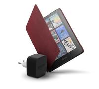 Amazon Kindle Colorsoft 16 GB + Custodia in pelle di prima qualità color rubino + Caricatore da 9 W