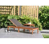 Amazonia Chaise - Sedia a sdraio in legno di eucalipto, ideale per esterni e a bordo piscina, colore: marrone