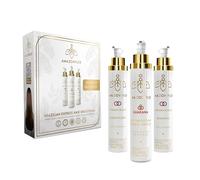 Amazonplex Guaranà, set introduttivo raddrizzamento dei capelli brasiliano, miscela di vitamine con olio di guaranà e acai, shampoo, balsamo e cheratina