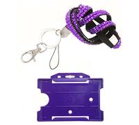 AmazonUkkitchen Customcard BlingHolder - Cordino con strass e supporto per carta d'identità. Viola +