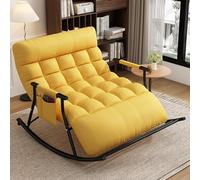 AMAZWI Poltrona Dondolo Camera Letto Matrimoniale,Poltrona Moderna For Balcone, Sedie Gravità Zero Con Tasche Laterali E Braccioli(Yellow,BlackPipe)