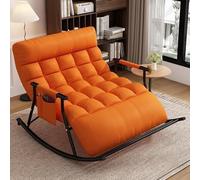 AMAZWI Poltrona Dondolo Camera Letto Matrimoniale,Poltrona Moderna For Balcone, Sedie Gravità Zero Con Tasche Laterali E Braccioli(Orange,BlackPipe)