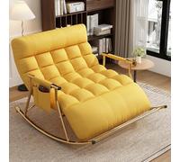 AMAZWI Poltrona Dondolo Camera Letto Matrimoniale,Poltrona Moderna For Balcone, Sedie Gravità Zero Con Tasche Laterali E Braccioli(Yellow,Goldpipe)