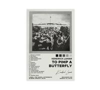 AmAzwi Poster di Kendrick Lamar con copertina di album "To Pimp A Butterfly" (lingua italiana non garantita), 4 poster su tela, decorazione per camera da letto, sport, ufficio, stanza, regalo, senza