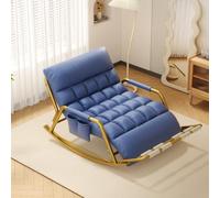 AMAZWI Sedia A Dondolo Doppia Soggiorno,Comoda Poltrona Esterno Con Braccioli E Tasche Laterali,For Balcone, Veranda, Patio(Blue,Gold tube)