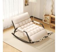 AMAZWI Sedia A Dondolo Doppia Soggiorno,Comoda Poltrona Esterno Con Braccioli E Tasche Laterali,For Balcone, Veranda, Patio(OFF White,Black tube)