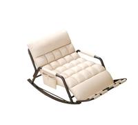 AMAZWI Sedia A Dondolo Oversize Soggiorno,Con Schienale/poggiagambe Regolabile Cinque Posizioni,For Balconi Verande E Terrazze(OFF White,Black tube)