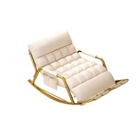 AMAZWI Sedia A Dondolo Oversize Soggiorno,Con Schienale/poggiagambe Regolabile Cinque Posizioni,For Balconi Verande E Terrazze(OFF White,Gold tube)