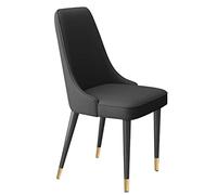 AMAZWI Sedia da cucina moderna per soggiorno, con morbida pelle in microfibra e gambe in metallo, con imbottitura in lattice (nero)
