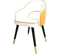 AMAZWI Sedia da cucina moderna per soggiorno e sala da pranzo, sedie da cucina, sedie da ufficio, stile medievale, in pelle PU, piedini in metallo (bianco giallo)